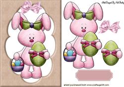 Pink Easter Bunny with Eggs in Chocolate Frame