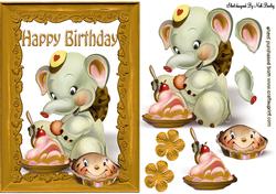 Happy Birthday to Me! Ele in Gold Frame