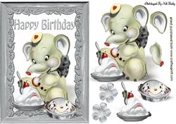 Happy Birthday to Me! Ele in Silver Frame
