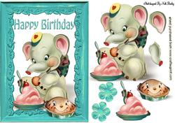 Happy Birthday to Me! Ele in Turq Frame