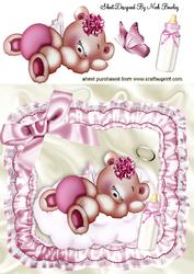 Little Angel Bear on a Cloud in Pink 8x8