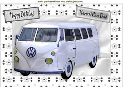 White Volkswagen Vw in Silver Floral Frame A4