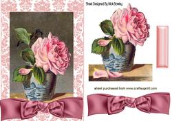 Pink Rose in a Vase with Bow