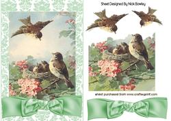 Spring is Here! Birds in a Nest with Bow