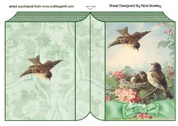 Spring is Here! Birds in a Nest with Bow Folded Book