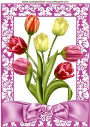 Pretty Shades of Tulips in Floral Frame A4