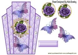 Art Deco Topper with Purple Roses & Butterflies