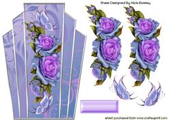 Art Deco Topper, with Purple Roses & Butterflies