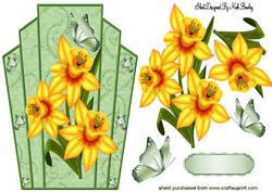 Art Deco Topper of Yellow Daffodils and Butterflies