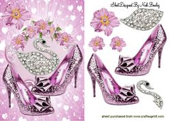 Sparkle Pink Shoes with Diamond Swan