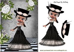 Steampuink Lady in Black Gown with Roses