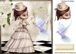 Steampunk Lady with White Dove 8x8