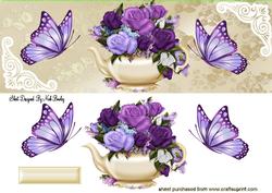 Lilac/pink Roses with Purple Butterflies Dl