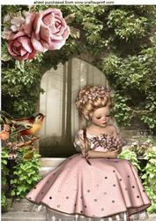 My Secret Garden with Little Girl Sitting A4