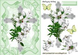 Pretty Silver Cross with White Lilies