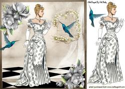 Vintage Lady with Pretty Humming Bird 8x8