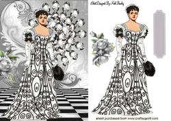 Vintage Lady in Black/white Gown with Diamonds