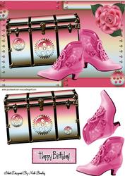 Ladies Steampunk Trunk with Boots & Rose