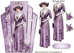 Elegant Vintage Lady with Lilac Roses Art Deco Topper