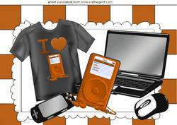 I Love My Mp3, and Laptop with Black/brown T Shirt A4