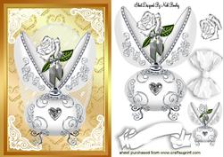 Silver Faberge Egg with Jewels and Rose with Gold