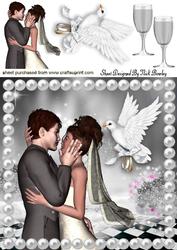 Magical Wedding with White Dove & Pearls 8x8