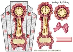 Tall Clock with Flowers and Pearls Art Deco Topper
