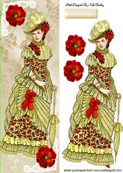 Vintage Lady with Red Flowers Tall Dl