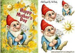 Happy Mothers Day Gnome with Daisies