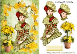 Vintage Lady with Daffodils