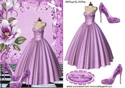 Evening Gown with Lilac Magnolias