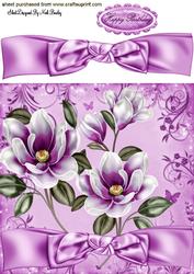 Lilac Magnolias with Bow 8x8