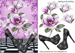 Black Diamond Shoes with Lilac Magnolias