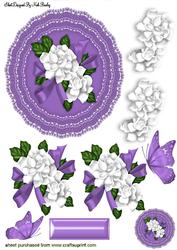 Purple Lace Doilie with Roses & Butterflies A4