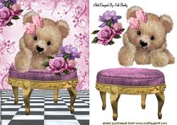 Fuzzy Bear with Pink & Lilac Roses