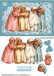 Little Vintage Girls on Lace with Bow