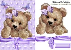 Fuzzy Bear with Purple Bow