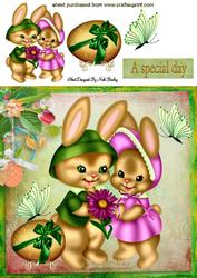 Cute Bunny Couple with Egg 8x8
