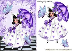 Pretty Girl with Parasol and Butterflies