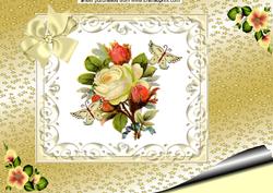 Pretty Flowers in Cream Frame with Butterflies A4 Topper