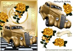 Vintage Gold Car with Gold Roses
