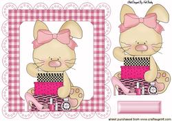 Cute Bunny with Makeup in Gingham Frame 8x8