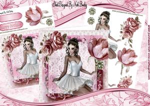 Ballerina Sitting with Pink Roses 8x8 Mini Kit