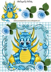 Cute Little Turq Dragon 8x8
