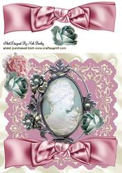 Cameo Lady with Roses and Bow 8x8
