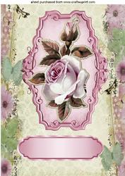 Pink Roses on a Plaque with Butterflies A4