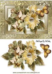 Dry Floral Arrangement in Gold Frame