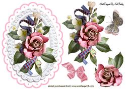 Vintage Rose in Ornate Plaque with Bow