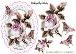 Ornate Butterflies with Vintage Pink Roses