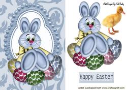 Easter Bunny in Blue Bead Frame Little Chick